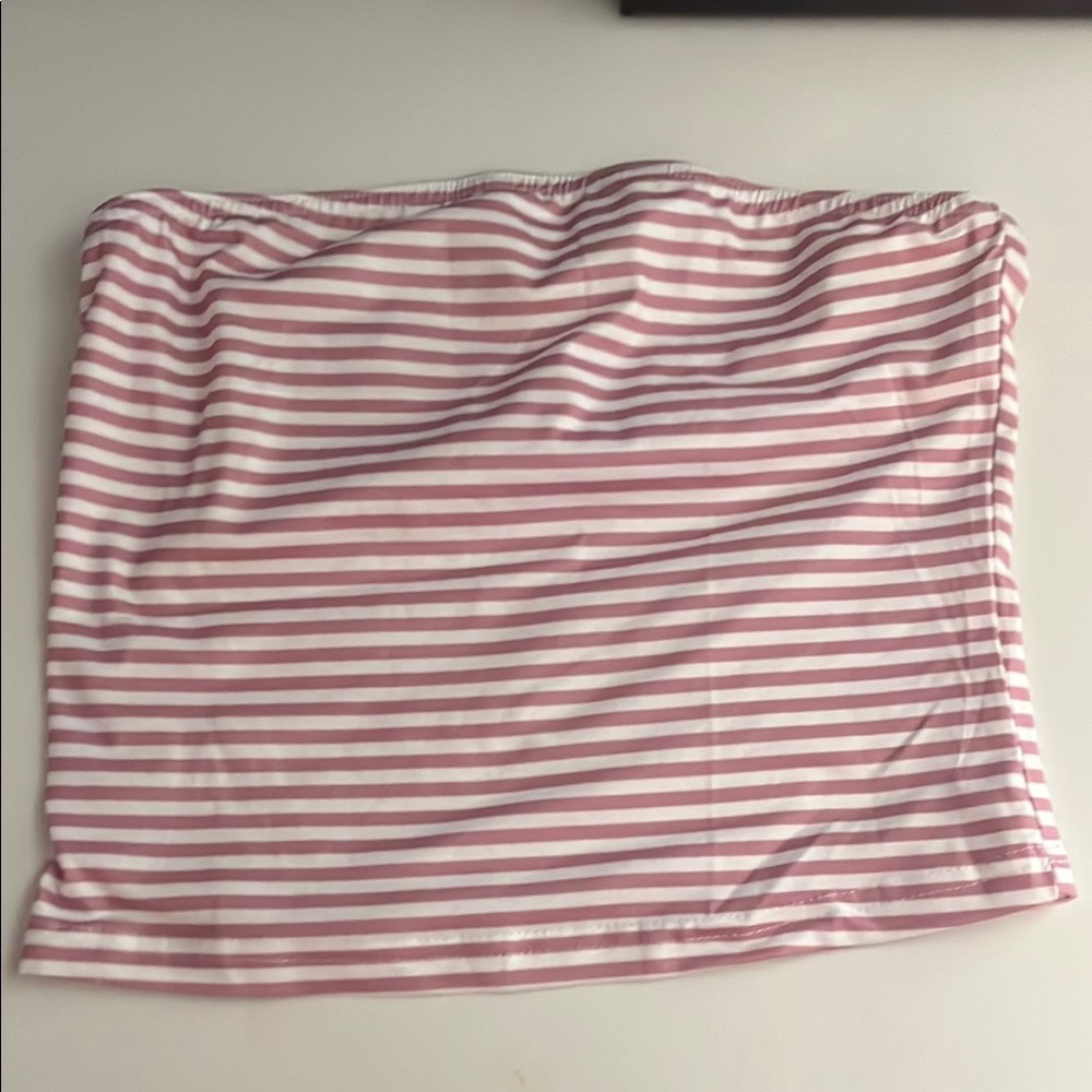Pink and White Striped Tube Top
